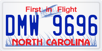 NC license plate DMW9696
