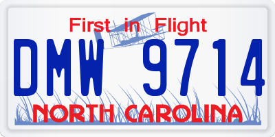 NC license plate DMW9714