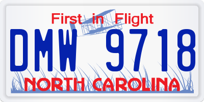 NC license plate DMW9718