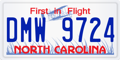 NC license plate DMW9724
