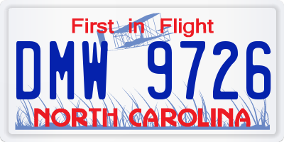 NC license plate DMW9726