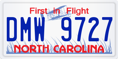 NC license plate DMW9727