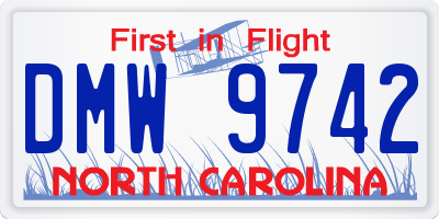NC license plate DMW9742