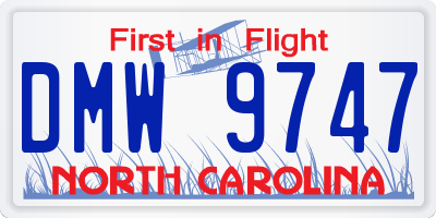 NC license plate DMW9747