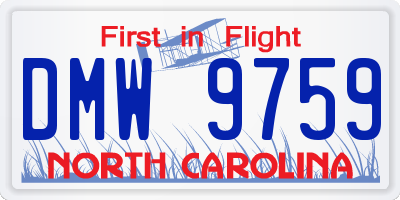 NC license plate DMW9759