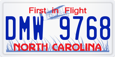 NC license plate DMW9768
