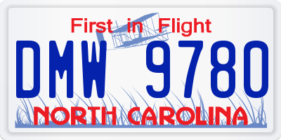 NC license plate DMW9780