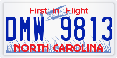 NC license plate DMW9813