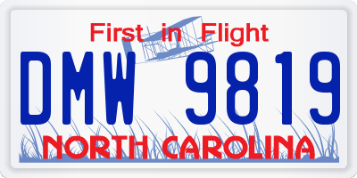 NC license plate DMW9819