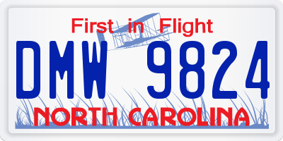 NC license plate DMW9824