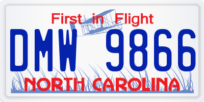 NC license plate DMW9866