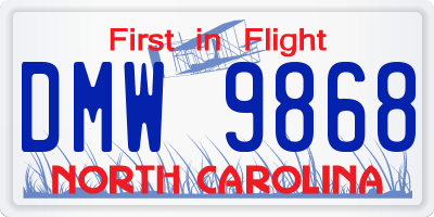 NC license plate DMW9868