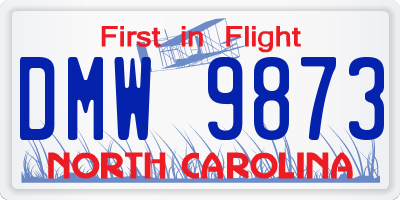 NC license plate DMW9873