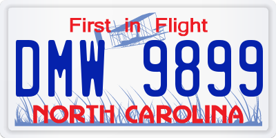 NC license plate DMW9899