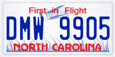 NC license plate DMW9905