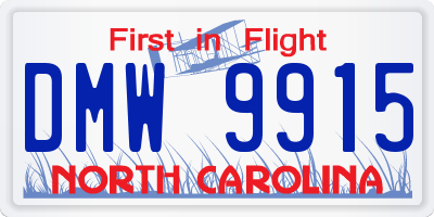 NC license plate DMW9915