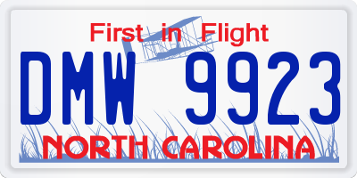 NC license plate DMW9923