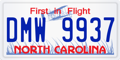 NC license plate DMW9937