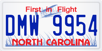 NC license plate DMW9954