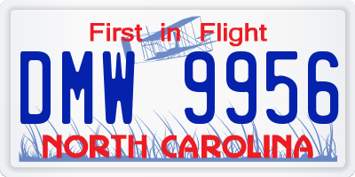 NC license plate DMW9956
