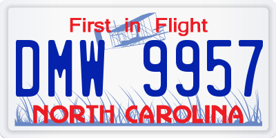 NC license plate DMW9957