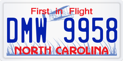 NC license plate DMW9958