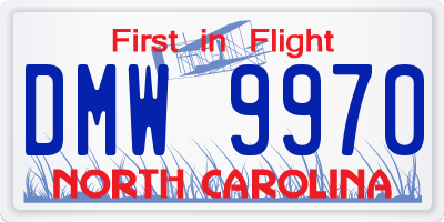 NC license plate DMW9970