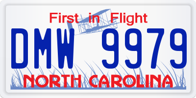 NC license plate DMW9979