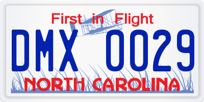 NC license plate DMX0029
