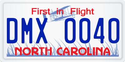 NC license plate DMX0040