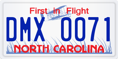 NC license plate DMX0071