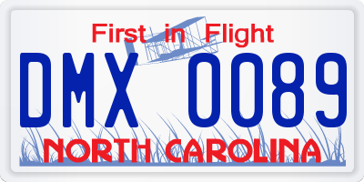 NC license plate DMX0089