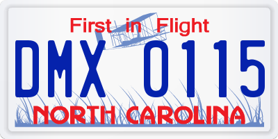 NC license plate DMX0115
