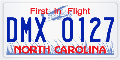 NC license plate DMX0127