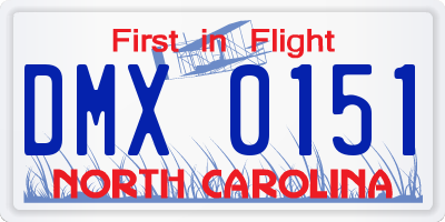 NC license plate DMX0151