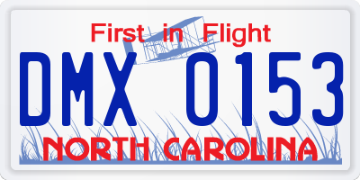 NC license plate DMX0153