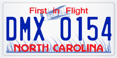 NC license plate DMX0154