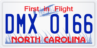 NC license plate DMX0166