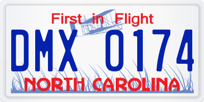 NC license plate DMX0174