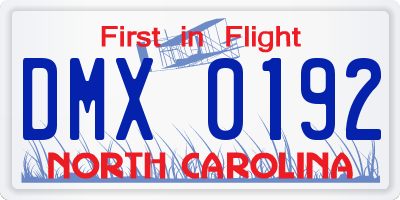 NC license plate DMX0192