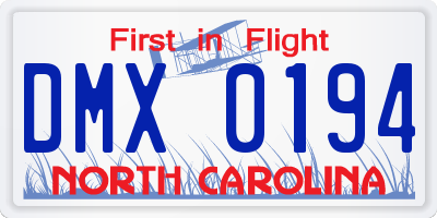 NC license plate DMX0194