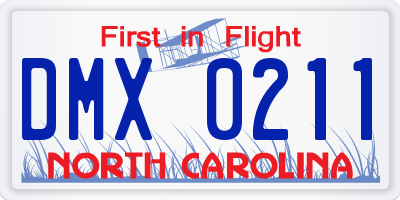 NC license plate DMX0211