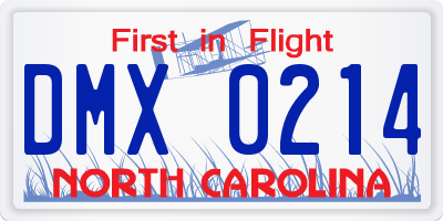 NC license plate DMX0214