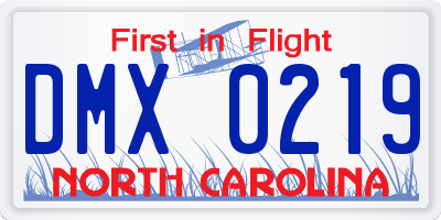 NC license plate DMX0219