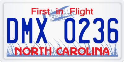 NC license plate DMX0236