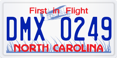 NC license plate DMX0249