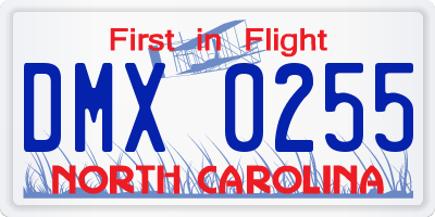 NC license plate DMX0255
