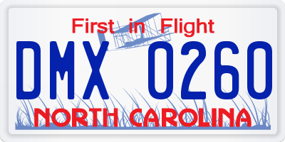 NC license plate DMX0260