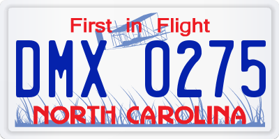 NC license plate DMX0275