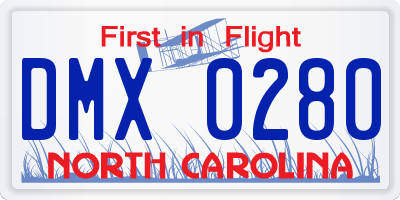 NC license plate DMX0280